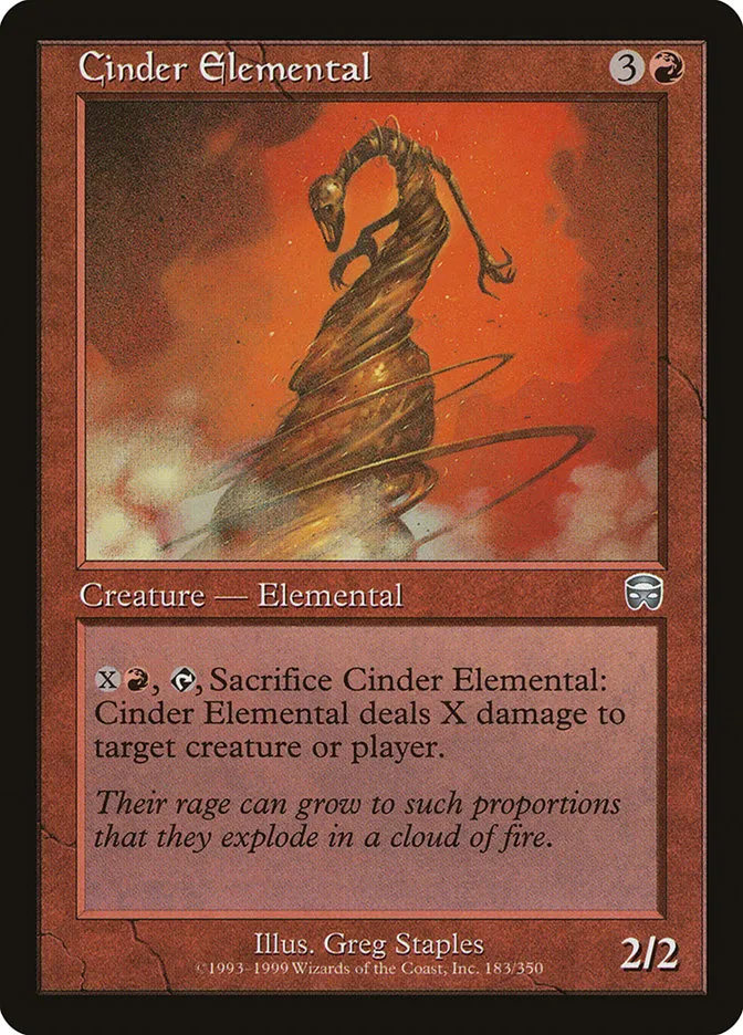 1999 Mercadian Masques Cinder Elemental uncommon #183 uncommon card image