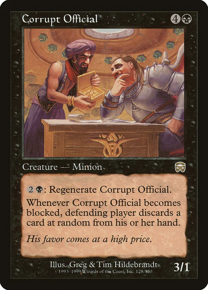 1999 Mercadian Masques Corrupt Official rare #128 rare card image
