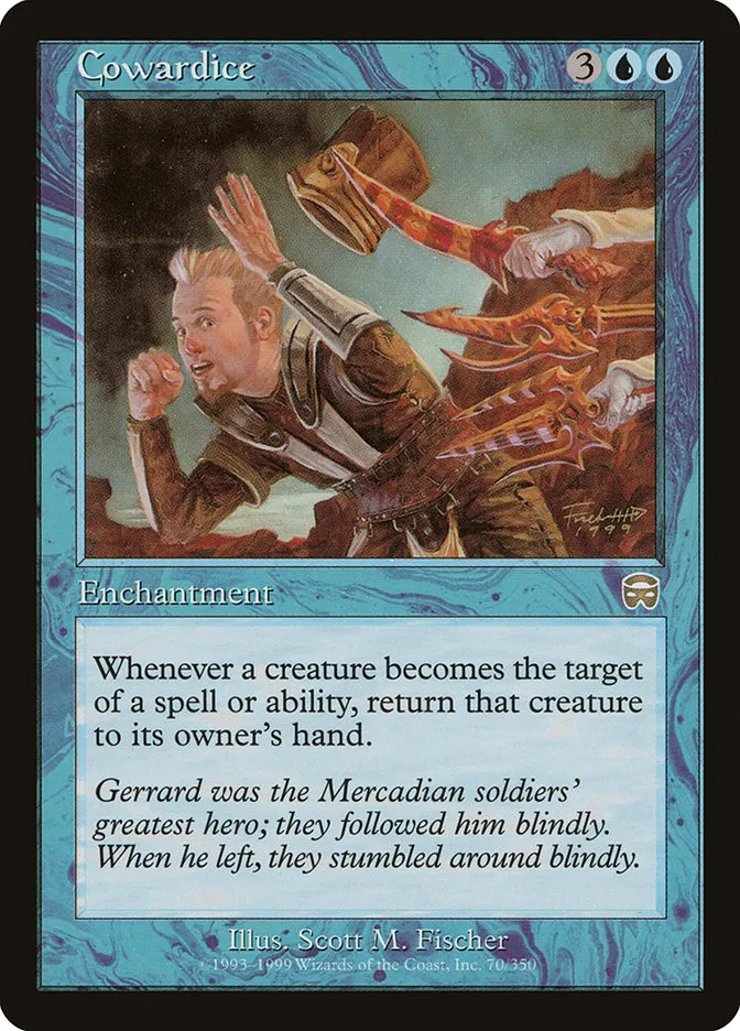 1999 Mercadian Masques Cowardice rare #70 rare card image