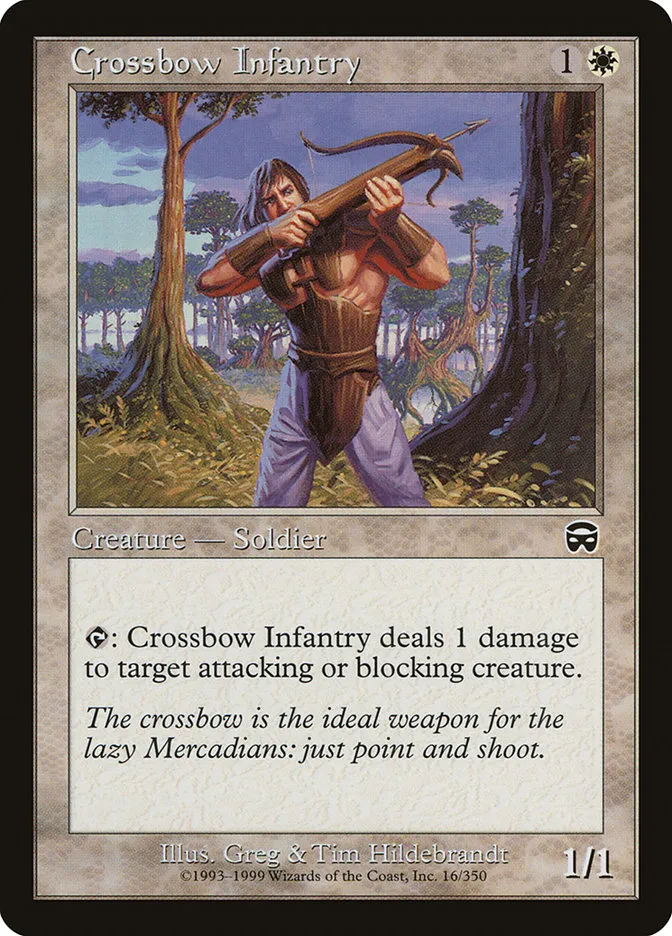 1999 Mercadian Masques Crossbow Infantry common #16 common card image