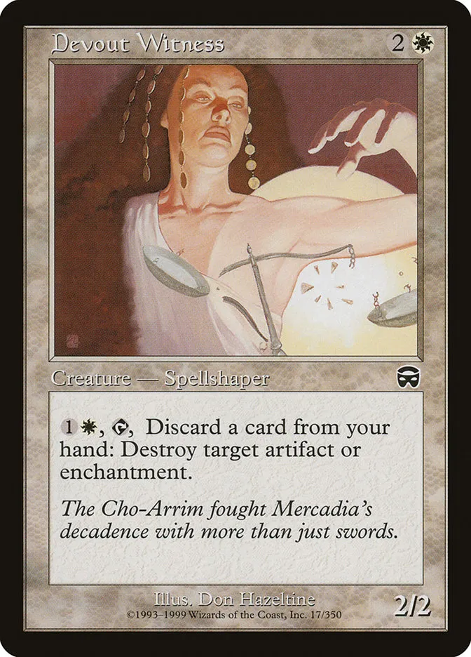 1999 Mercadian Masques Devout Witness common #17 common card image