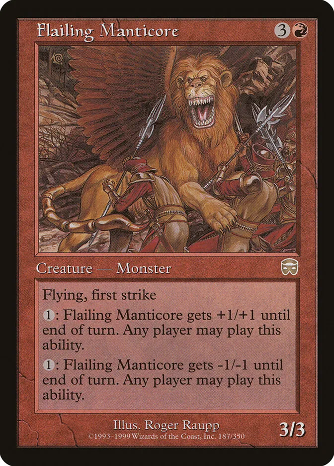 1999 Mercadian Masques Flailing Manticore rare #187 rare card image