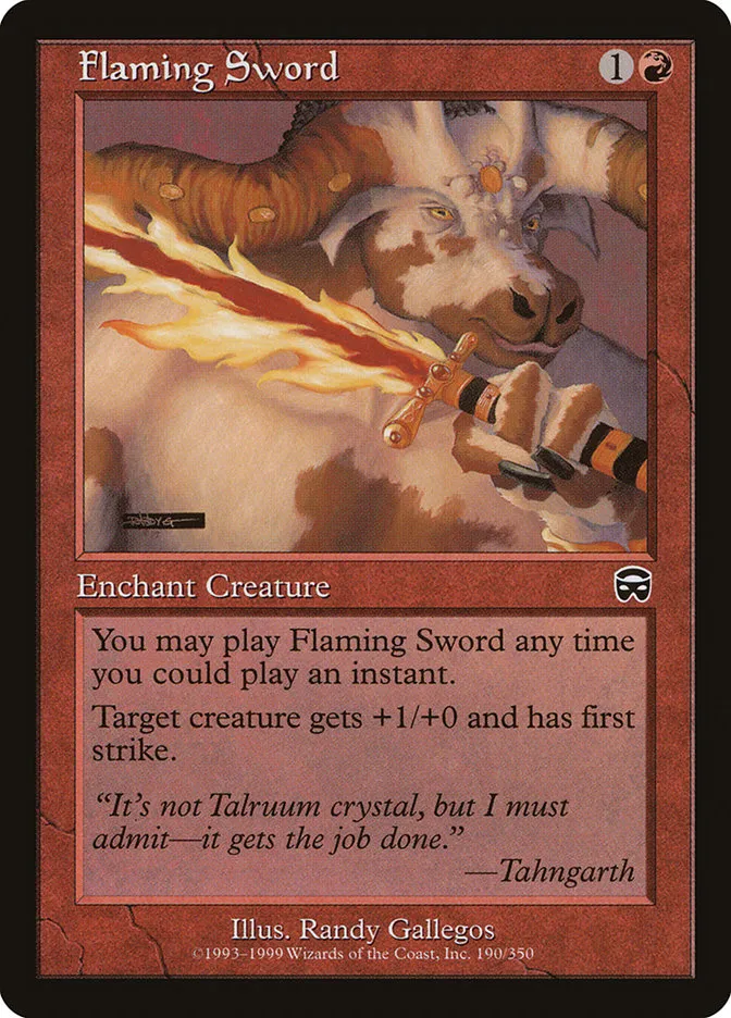 1999 Mercadian Masques Flaming Sword common #190 common card image