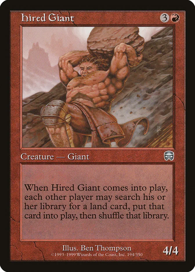 1999 Mercadian Masques Hired Giant #194 uncommon card image