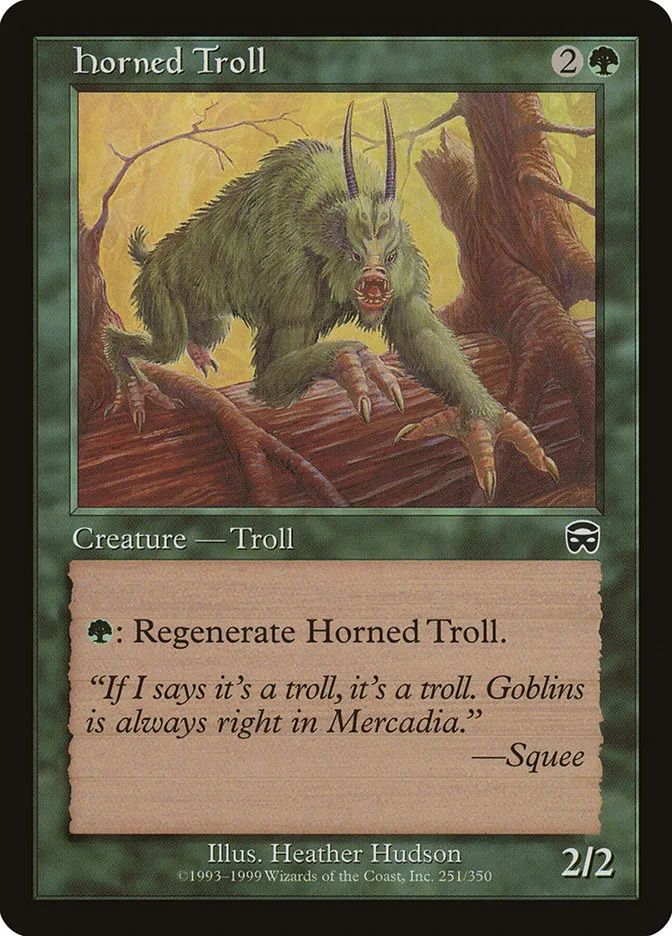 1999 Mercadian Masques Horned Troll common #251 common card image