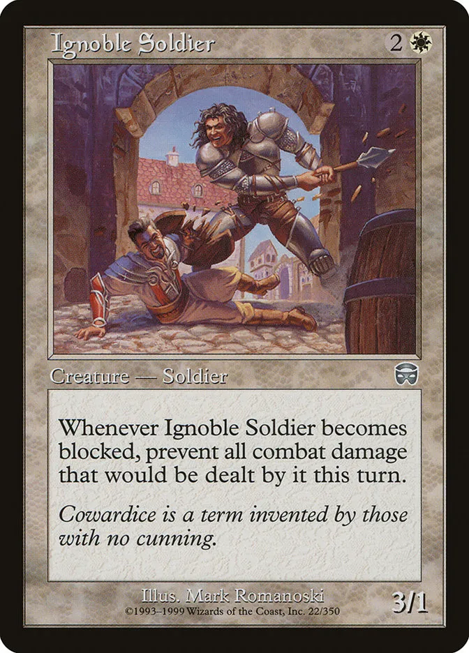 1999 Mercadian Masques Ignoble Soldier uncommon #22 uncommon card image