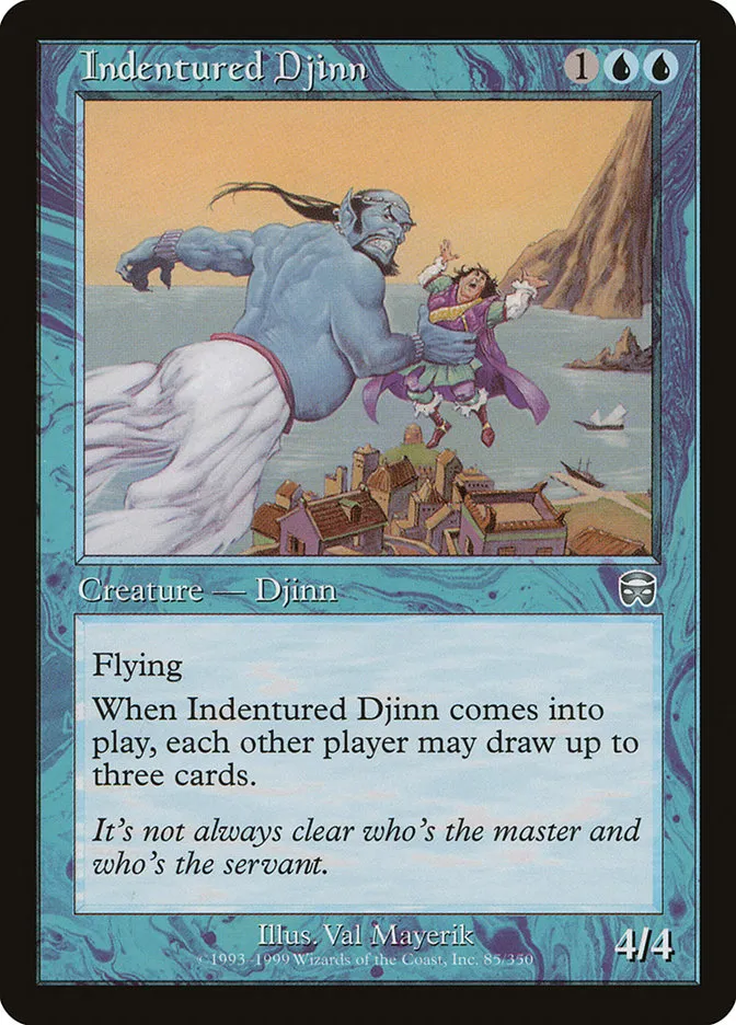 1999 Mercadian Masques Indentured Djinn uncommon #85 uncommon card image