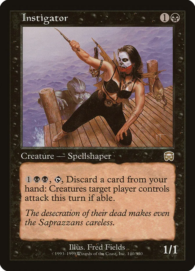 1999 Mercadian Masques Instigator rare #140 rare card image