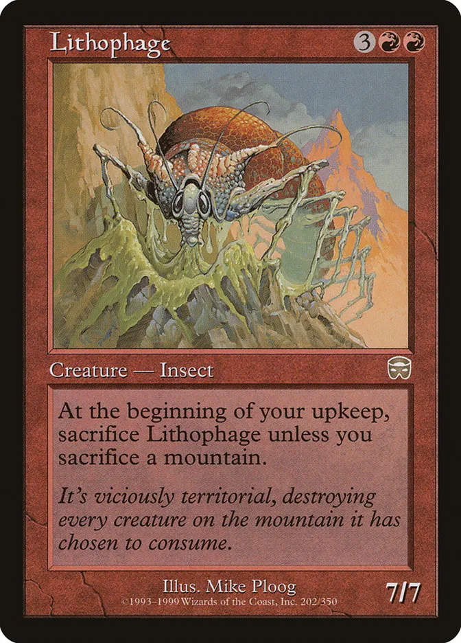 1999 Mercadian Masques Lithophage rare #202 rare card image