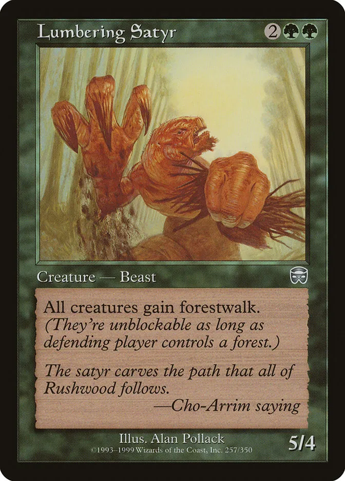 1999 Mercadian Masques Lumbering Satyr #257 uncommon card image