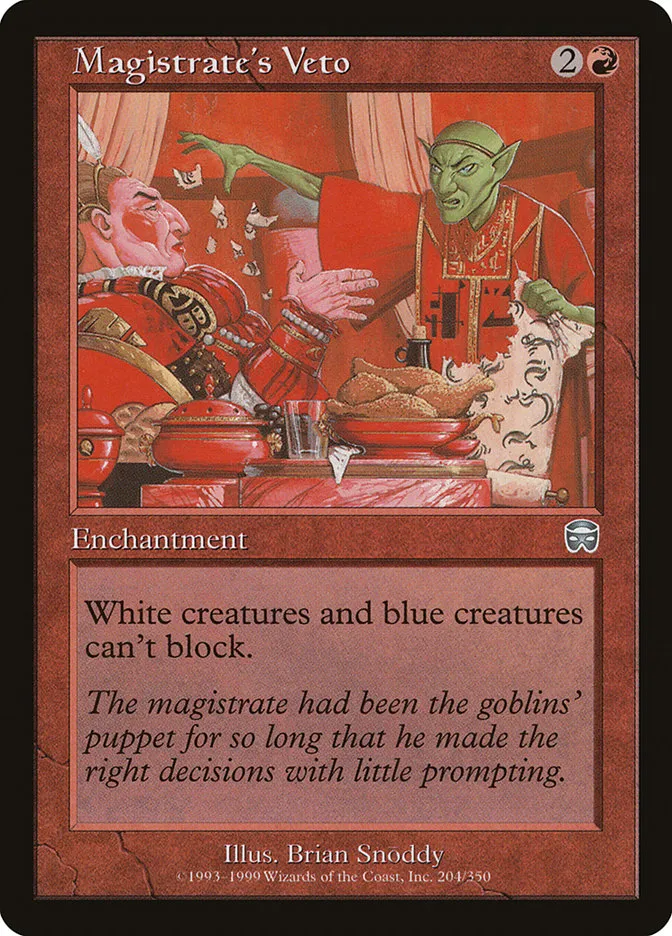 1999 Mercadian Masques Magistrate's Veto #204 uncommon card image