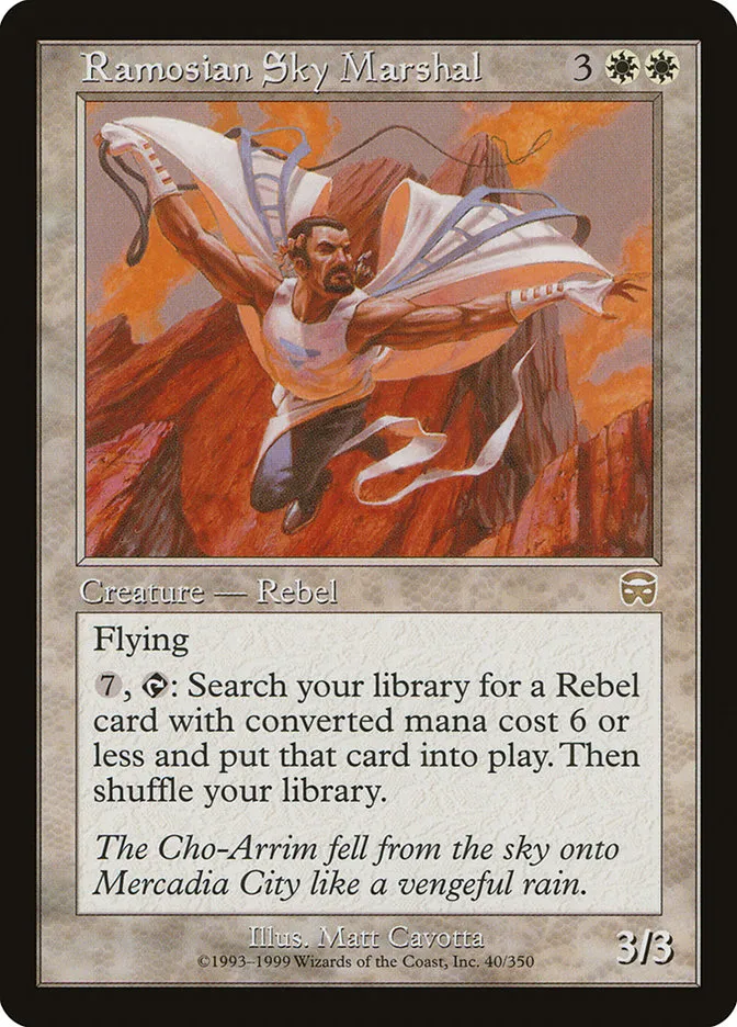 1999 Mercadian Masques Ramosian Sky Marshal rare #40 rare card image