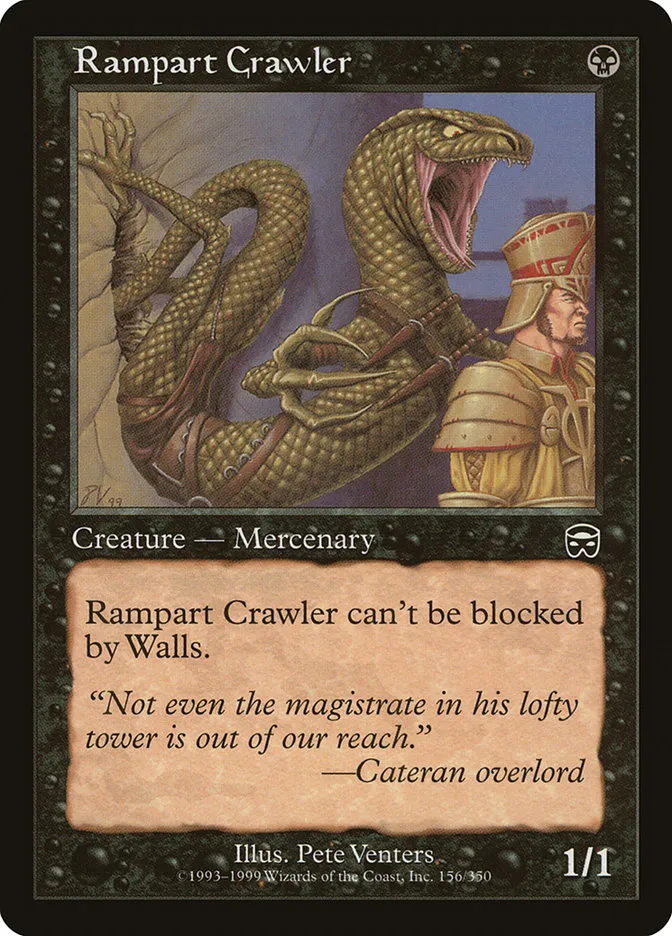 1999 Mercadian Masques Rampart Crawler #156 common card image