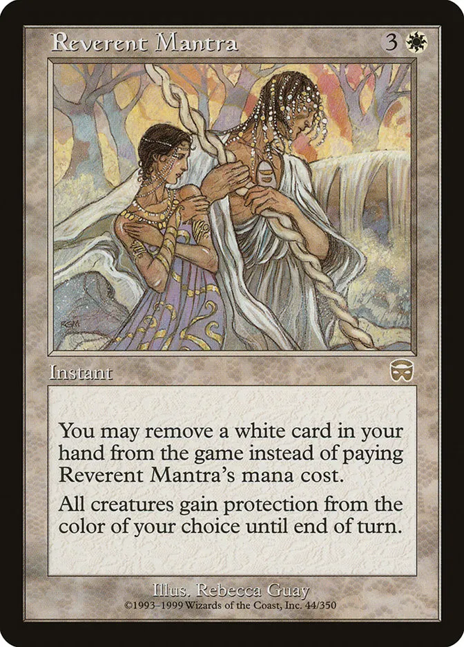 1999 Mercadian Masques Reverent Mantra #44 rare card image
