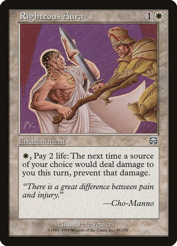 1999 Mercadian Masques Righteous Aura uncommon #45 uncommon card image