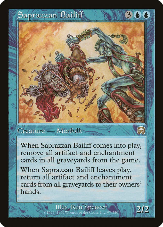 1999 Mercadian Masques Saprazzan Bailiff #97 rare card image