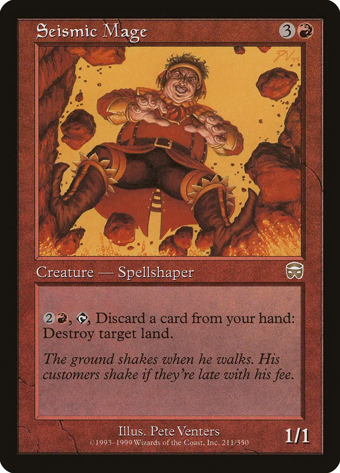 1999 Mercadian Masques Seismic Mage rare #211 rare card image