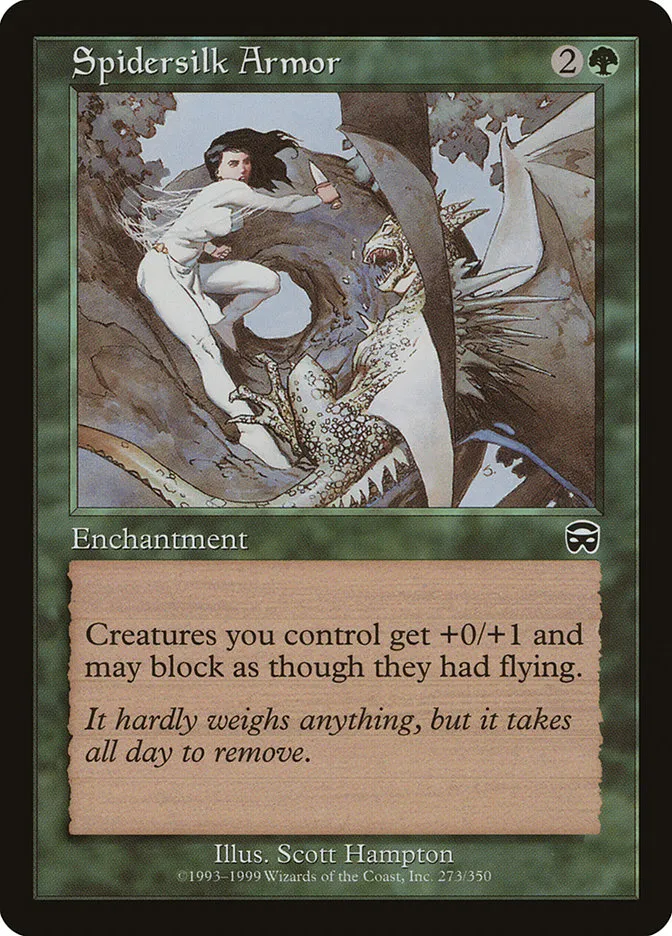 1999 Mercadian Masques Spidersilk Armor #273 common card image