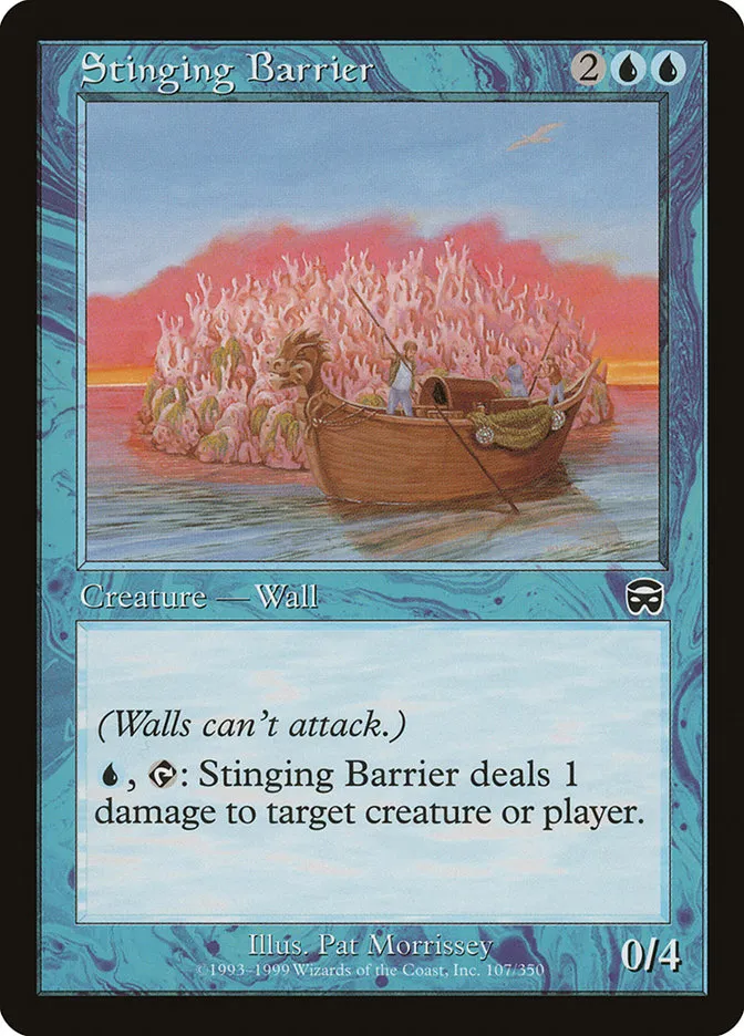 1999 Mercadian Masques Stinging Barrier common #107 common card image