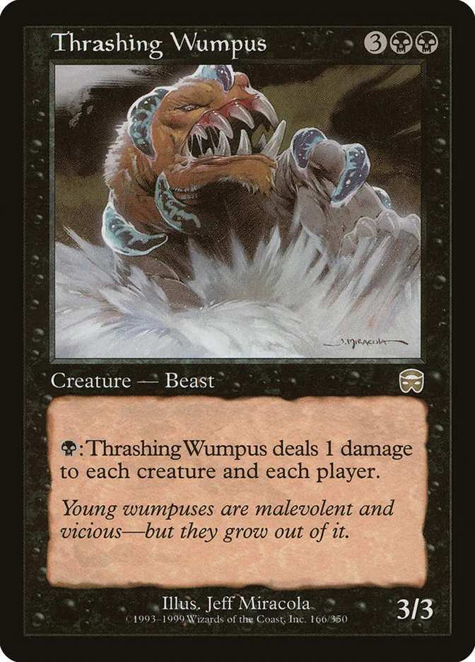1999 Mercadian Masques Thrashing Wumpus rare #166 rare card image