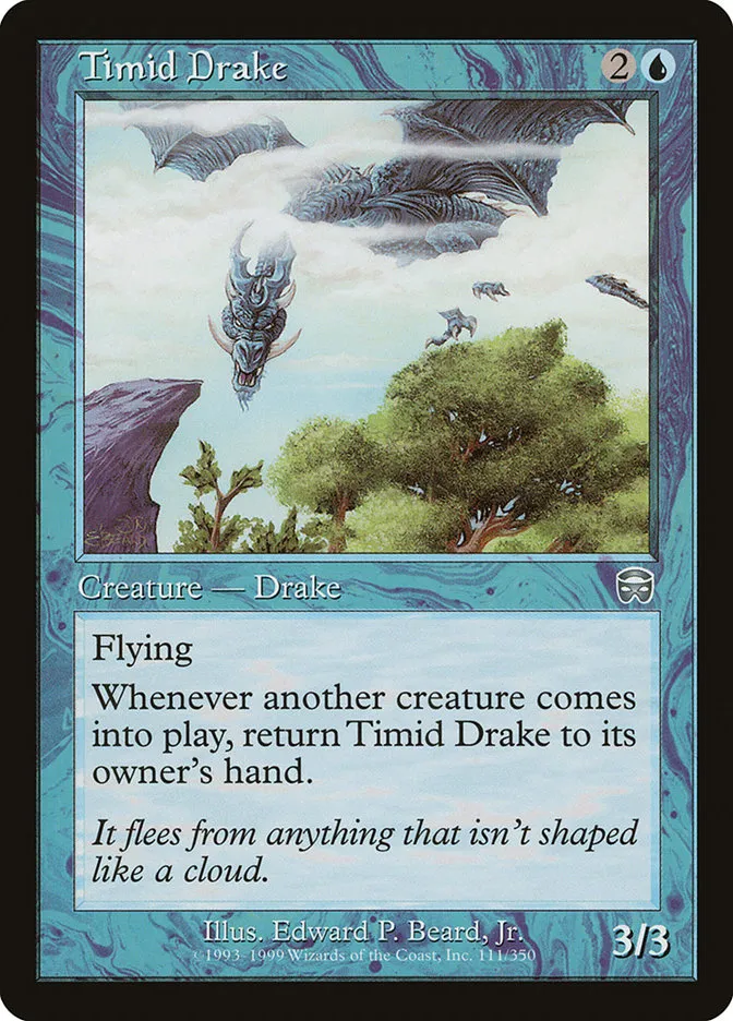 1999 Mercadian Masques Timid Drake uncommon #111 uncommon card image