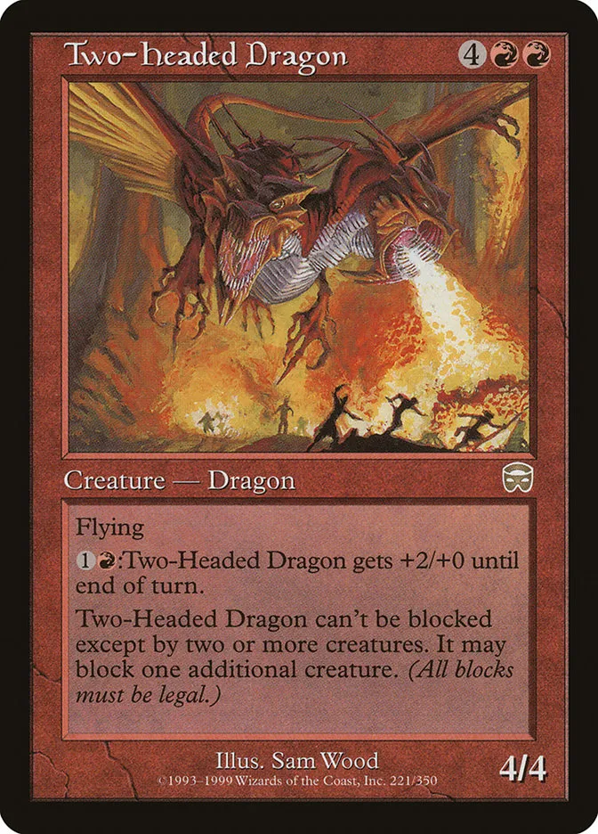 1999 Mercadian Masques Two-Headed Dragon #221 rare card image