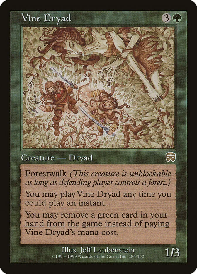 1999 Mercadian Masques Vine Dryad #284 rare card image