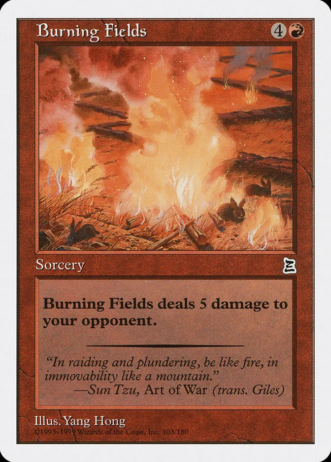 1999 Portal Three Kingdoms Burning Fields common #103 common card image