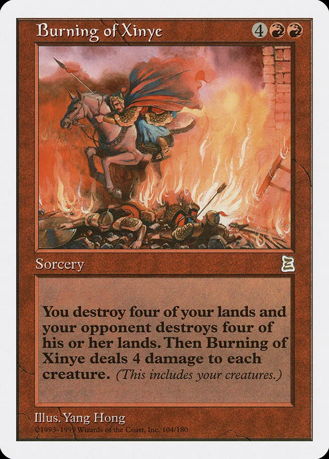 1999 Portal Three Kingdoms Burning of Xinye rare #104 rare card image