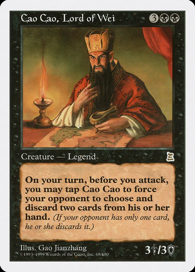 1999 Portal Three Kingdoms Cao Cao, Lord of Wei rare #68 rare card image