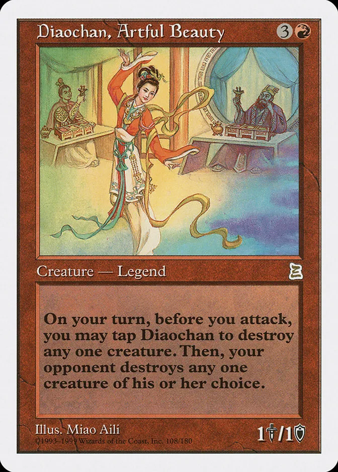 1999 Portal Three Kingdoms Diaochan, Artful Beauty #108 rare card image