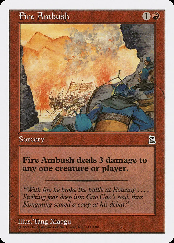 1999 Portal Three Kingdoms Fire Ambush common #111 common card image