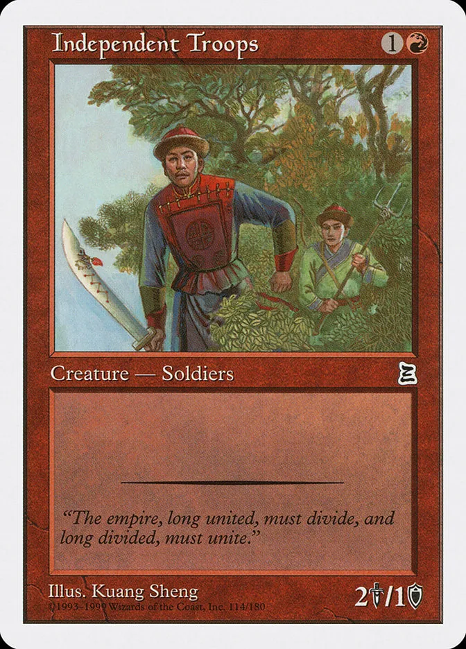 1999 Portal Three Kingdoms Independent Troops common #114 common card image