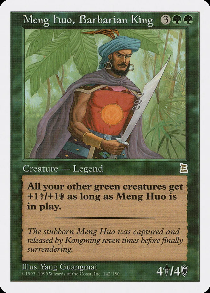 1999 Portal Three Kingdoms Meng Huo, Barbarian King #142 rare card image