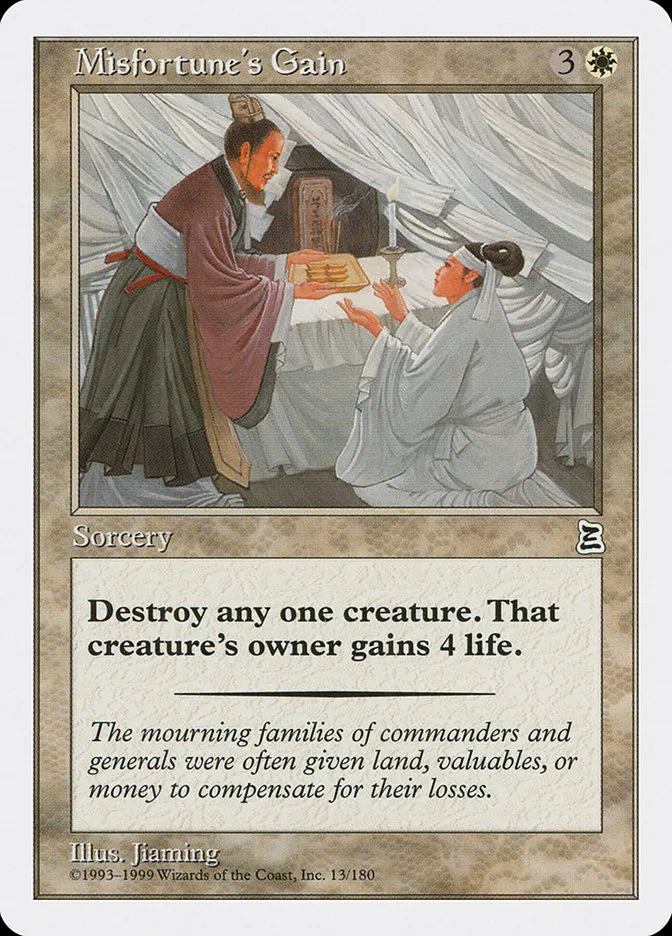 1999 Portal Three Kingdoms Misfortune's Gain common #13 common card image