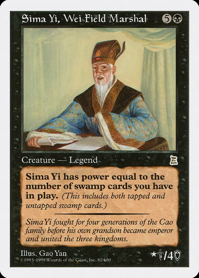 1999 Portal Three Kingdoms Sima Yi, Wei Field Marshal rare #82 rare card image