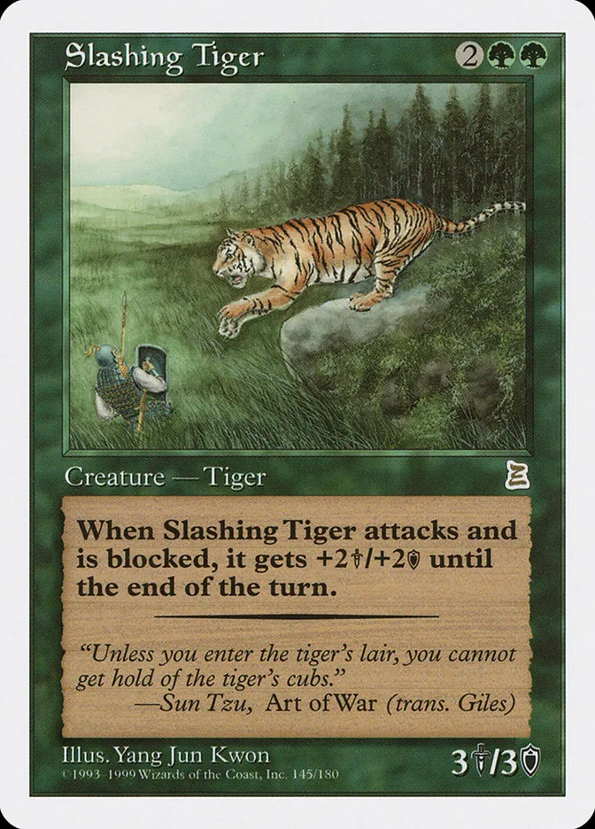 1999 Portal Three Kingdoms Slashing Tiger rare #145 rare card image