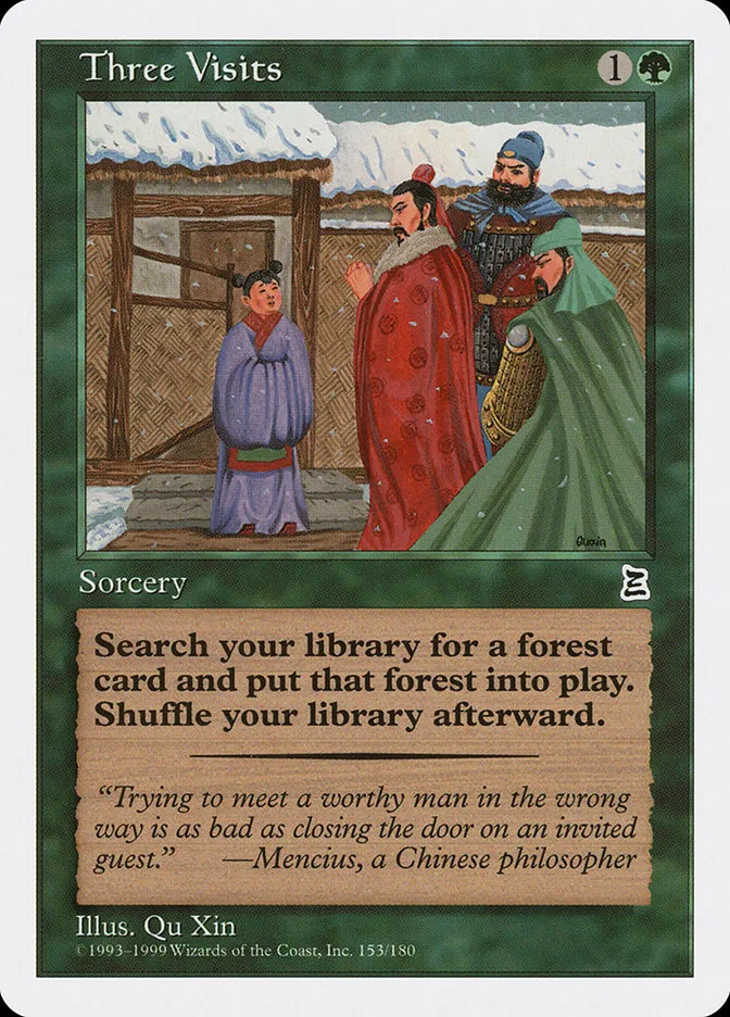 1999 Portal Three Kingdoms Three Visits common #153 common card image