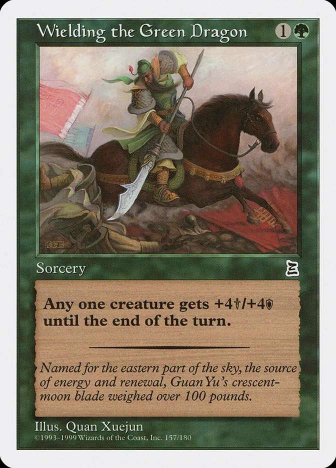 1999 Portal Three Kingdoms Wielding the Green Dragon #157 common card image