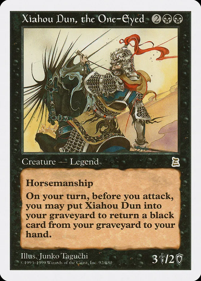 1999 Portal Three Kingdoms Xiahou Dun, the One-Eyed #92 rare card image