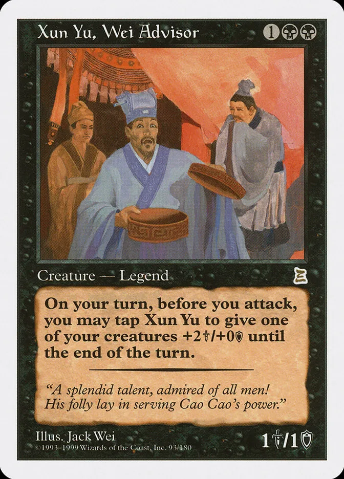 1999 Portal Three Kingdoms Xun Yu, Wei Advisor rare #93 rare card image
