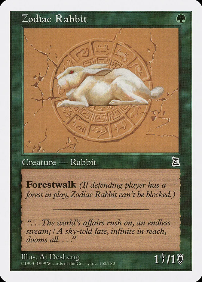 1999 Portal Three Kingdoms Zodiac Rabbit common #162 common card image