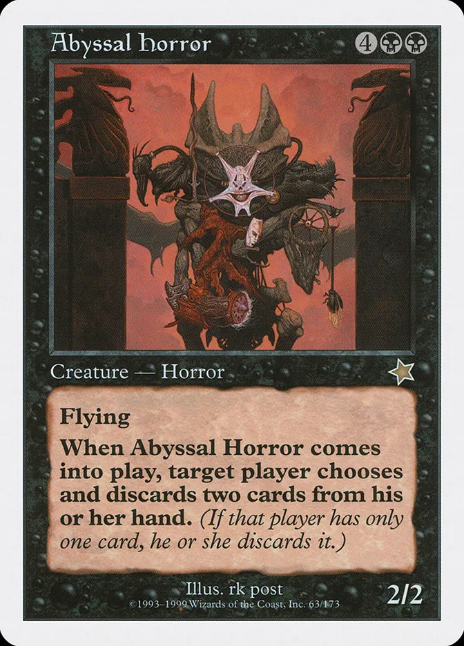 1999 Starter 1999 Abyssal Horror rare #63 rare card image