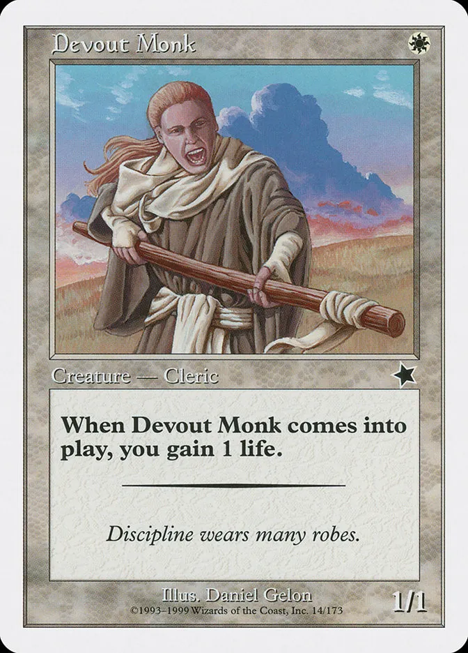 1999 Starter 1999 Devout Monk common #14 common card image
