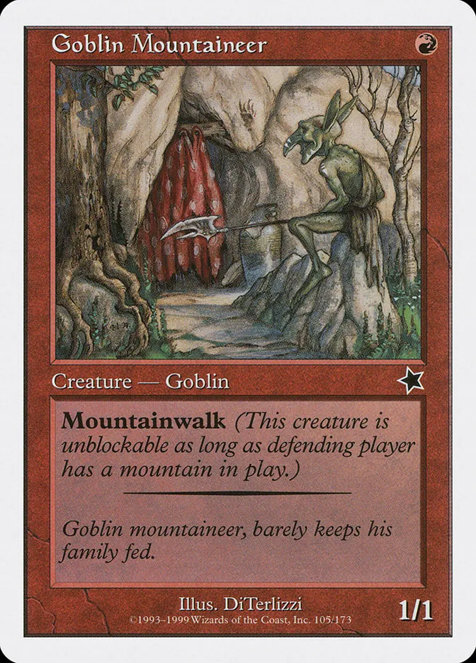 1999 Starter 1999 Goblin Mountaineer common #105 common card image