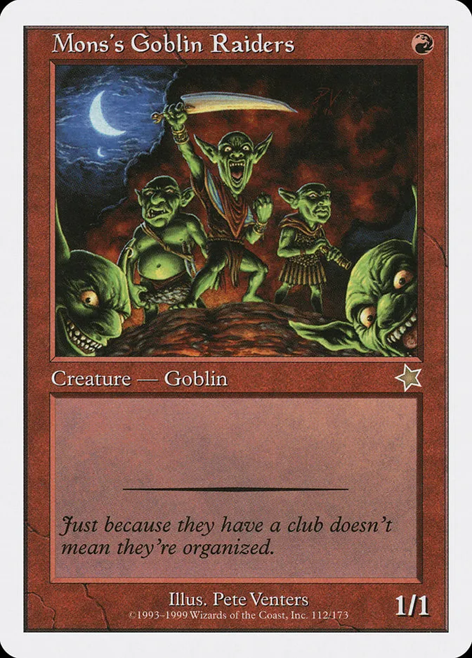 1999 Starter 1999 Mons's Goblin Raiders common #112 common card image