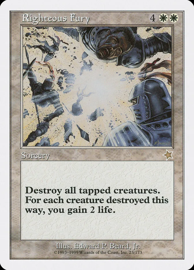 1999 Starter 1999 Righteous Fury rare #23 rare card image