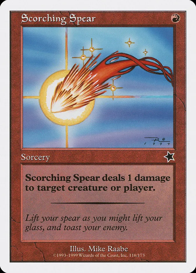 1999 Starter 1999 Scorching Spear common #116 common card image