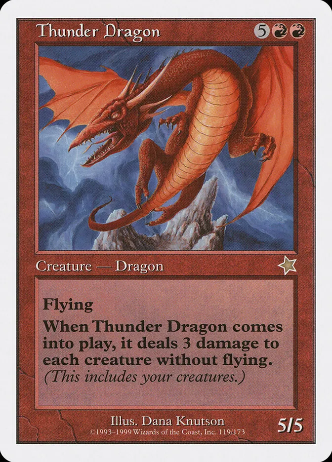 1999 Starter 1999 Thunder Dragon rare #119 rare card image