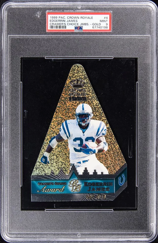 1999 Pacific Crown Royale Cramer's Choice Jumbos Gold Edgerrin James #4 card image